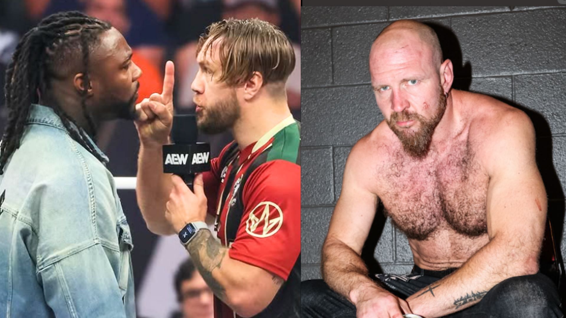 Swerve Strickland &amp; Will Ospreay (left) and Jon Moxley (right) (Images via AEW Instagram) 