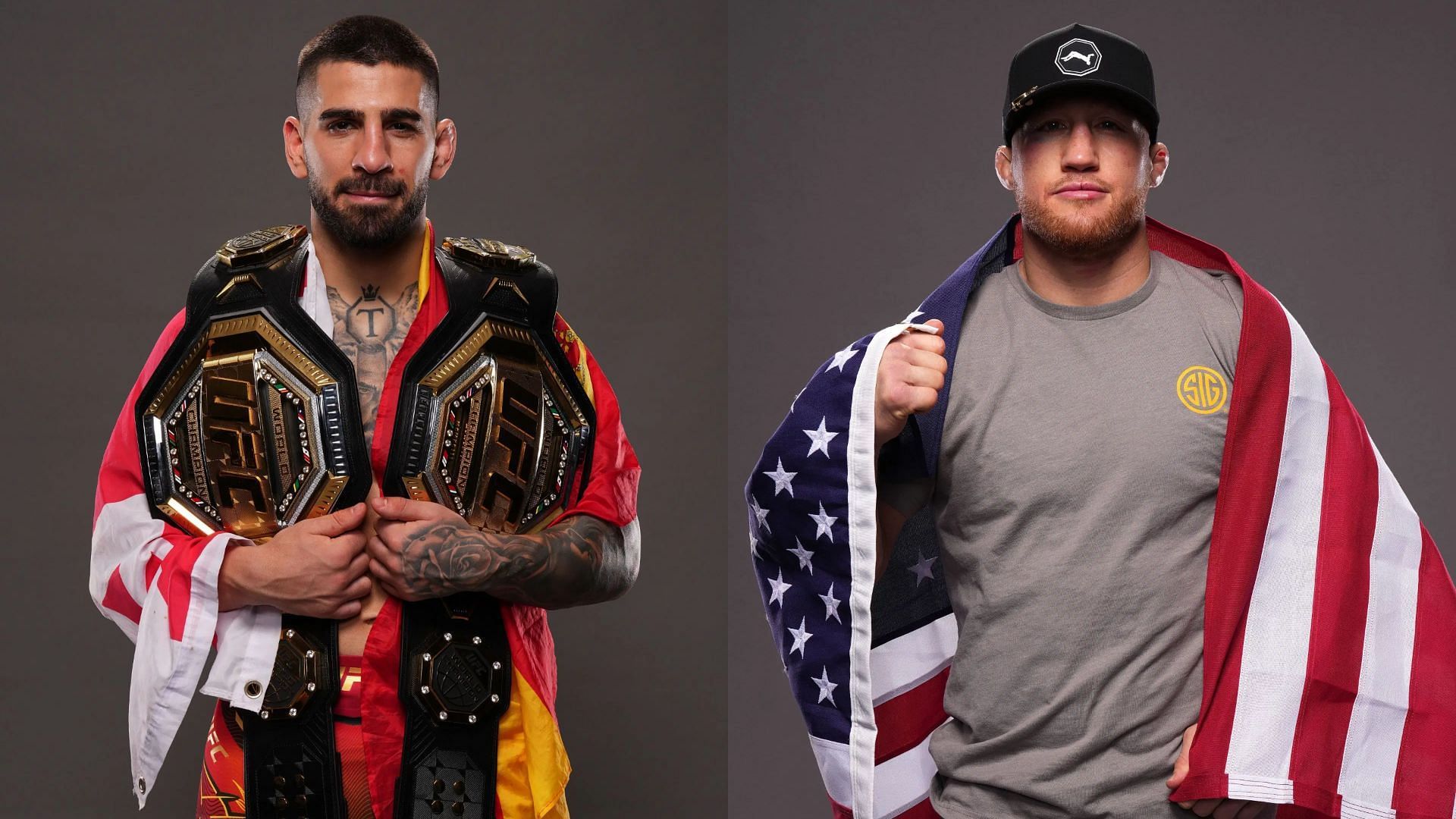 Ilia Topuria (left) shows no interest in fighting Justin Gaethje (right). [Images courtesy: Getty Images]