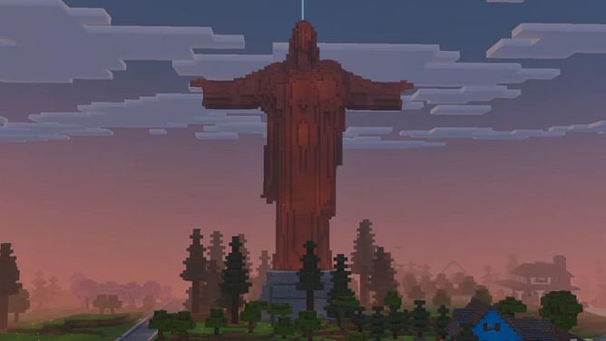 Minecraft player recreates Christ the Redeemer in the game