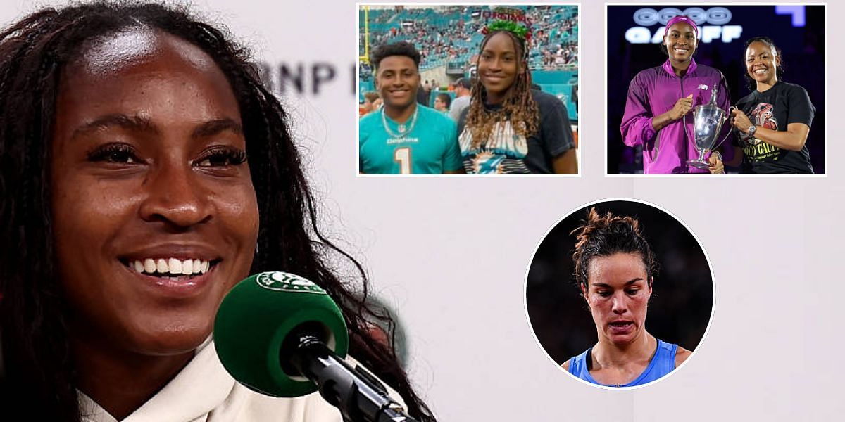 Coco Gauff receives love from mother Candi and brother Codey after win against Lois Boisson- Image Source: Getty and Instagram @candigauff