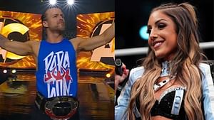 Britt Baker reacts after Adam Cole introduces new family member