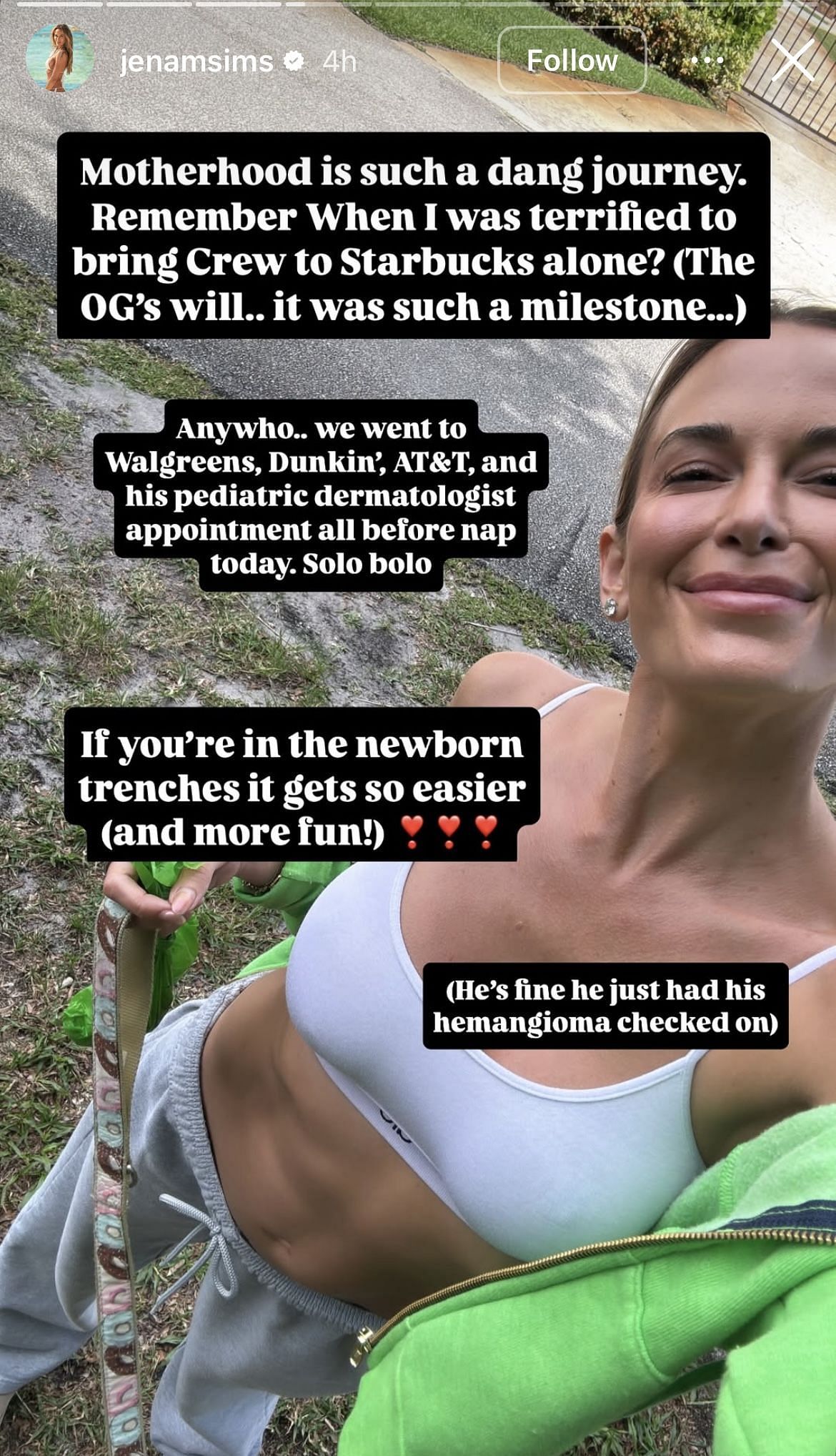 Ainda retirado da história do Instagram de Sims através do Instagram/@jenamsims
