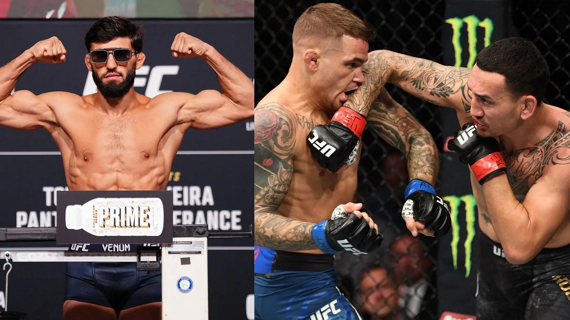 Arman Tsarukyan (left) is open to serve as backup for UFC 318: Max Holloway (right) vs. Dustin Poirier (middle) 3. [Images courtesy: Getty Images] 
