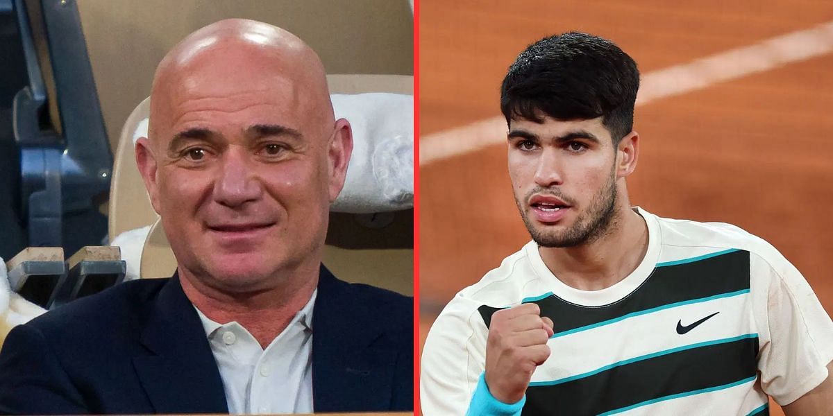 Andre Agassi (left), Carlos Alcaraz (right), Sources: Getty