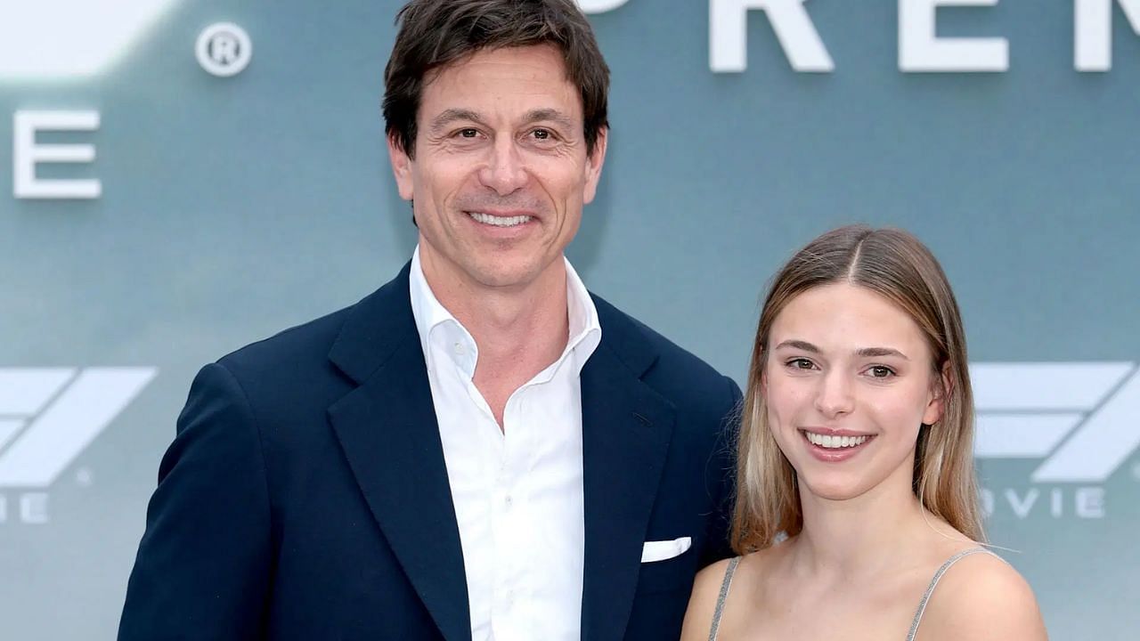 Mercedes boss Toto Wolff with his daughter at the F1 movie premier [Image Source: Getty]