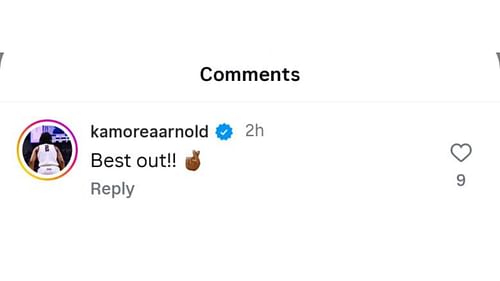 KK Arnold dropped a two-word reaction on Monday to Nia Symone's Instagram post about the recent Overtime Select event over the weekend. Source: Instagram/@niaonair