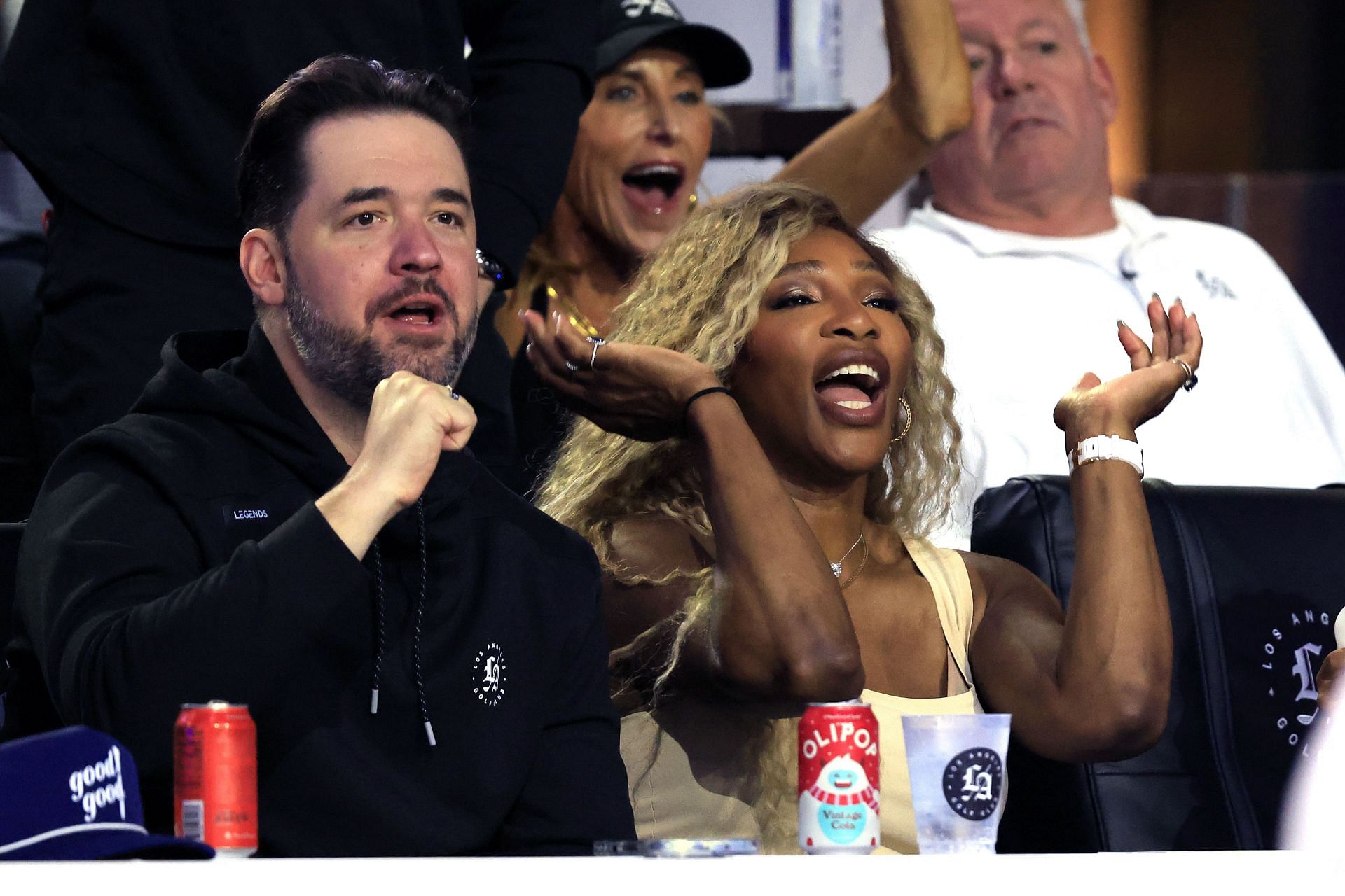 Serena Williams with her husband Alexis Ohanian in TGL presented by Sophie - Source: Getty