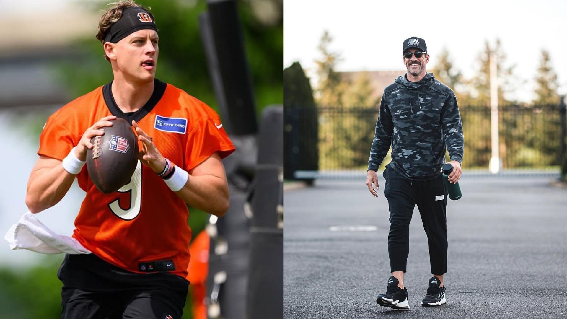 Joe Burrow x Aaron Rodgers collage (ig)