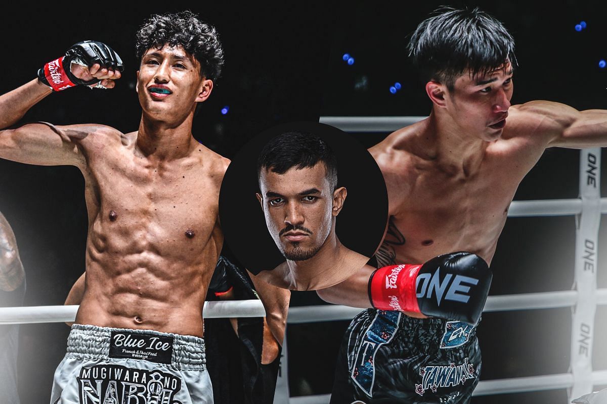 Nabil Anane (left), Tawanchai (right), and Sinsamut Klinmee (circle inset). [Photos from ONE Championship]