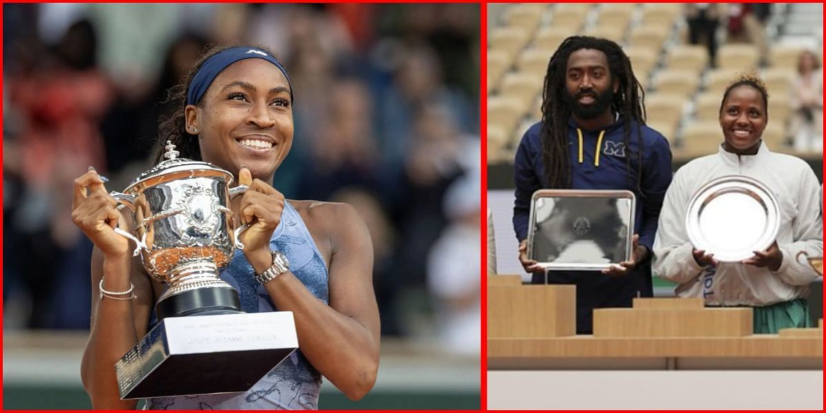 Coco Gauff, Evan King, and Taylor Townsend with French Open trophies | Getty &amp; Instagram