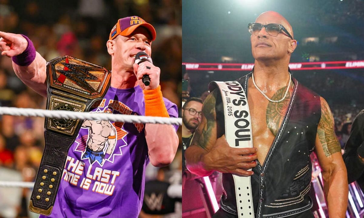 WWE superstar, John Cena (L) and The Rock (R). [Photo credit: WWE.com]