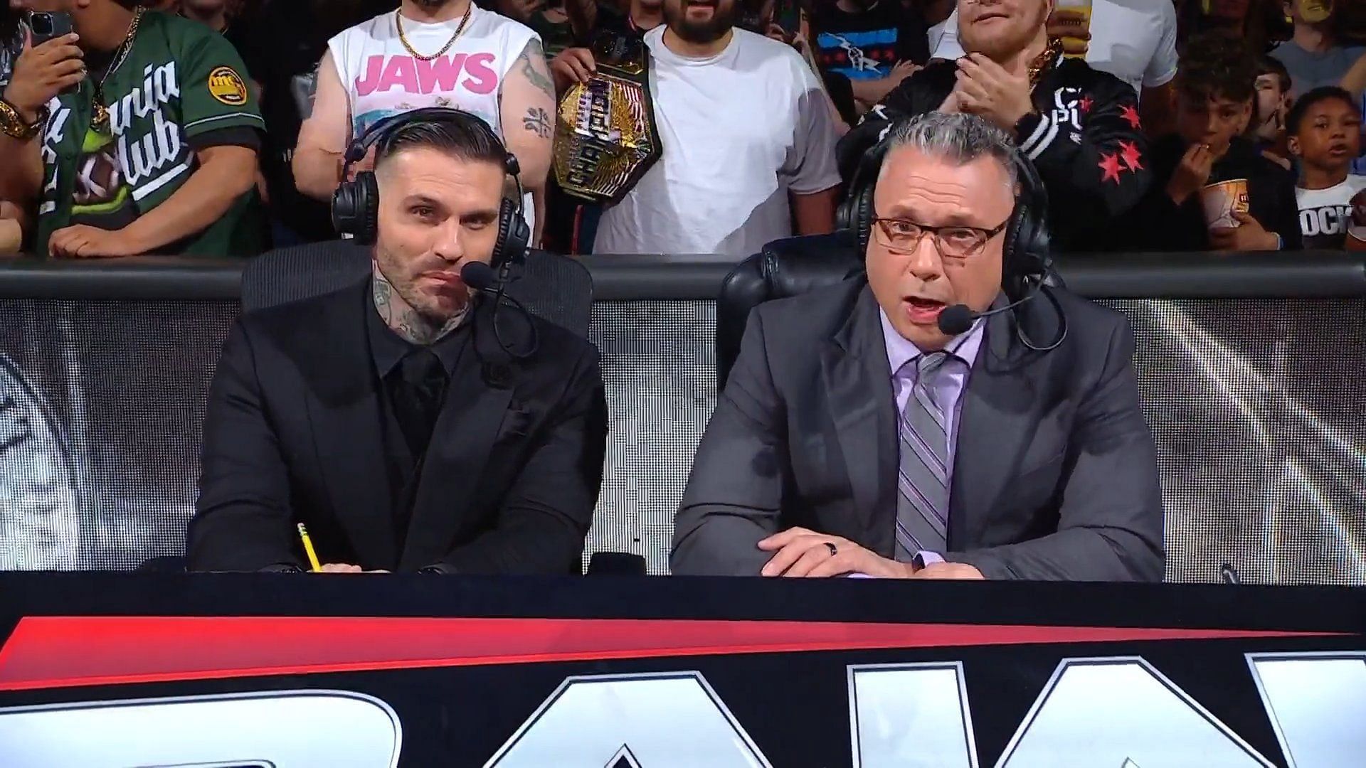 Corey Graves joins Michael Cole on commentary (Picture courtesy: WWE on X)