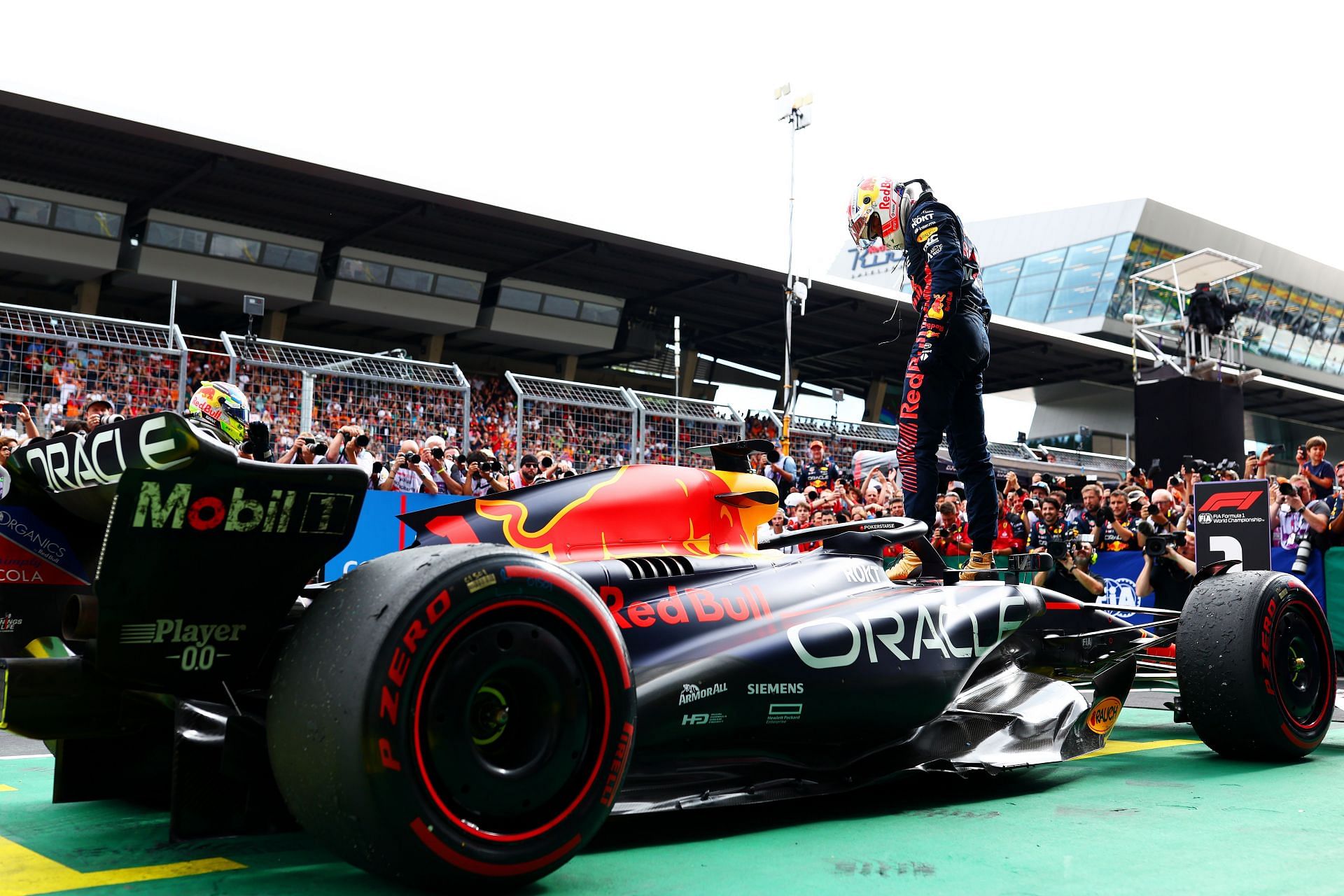 Max Verstappen celebrates in parc ferme after the F1 Grand Prix of Austria at Red Bull Ring - Source: Getty