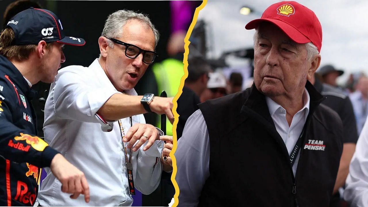 F1 CEO Stefano Domenicali and IndyCar owner Roger Penske | Image via Getty