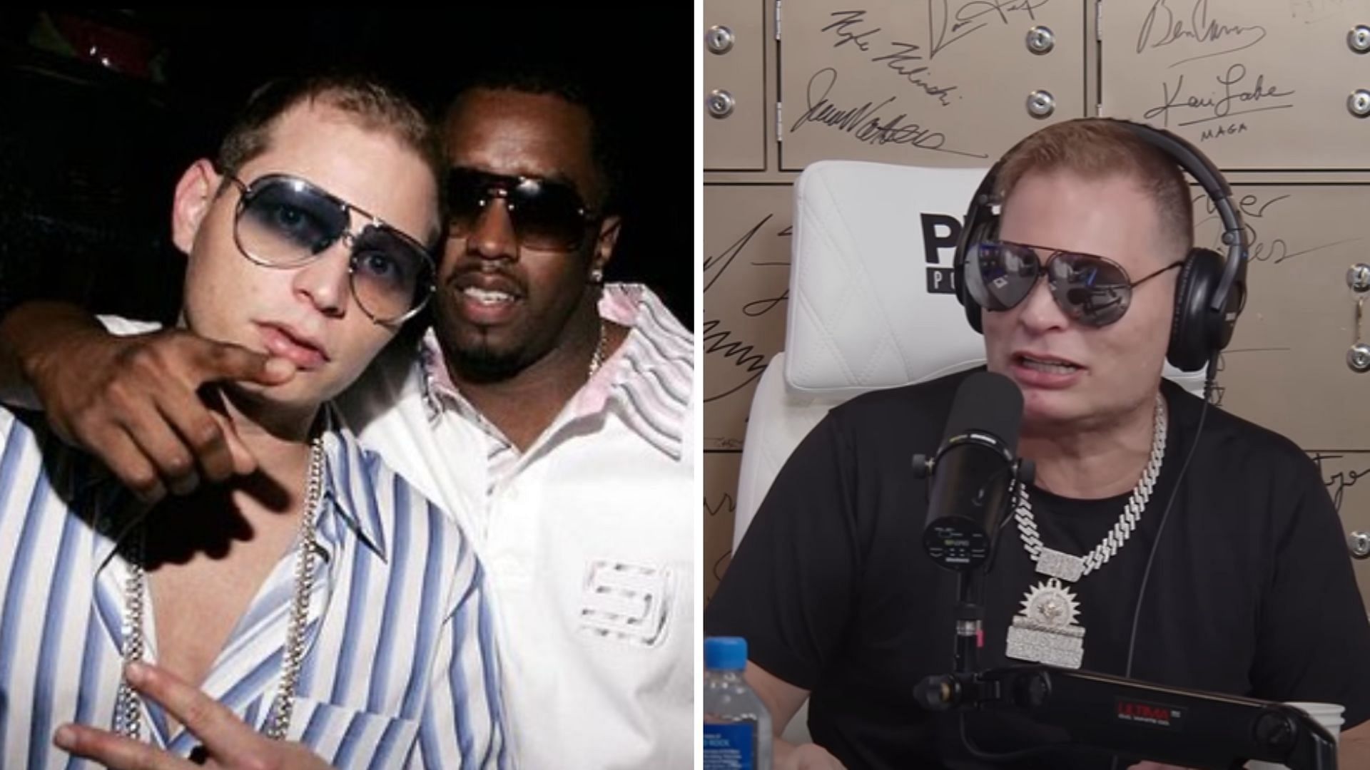 Producer Scott Storch recalling moments with Diddy on the PBD podcast (Image via Instagram/@scottstorchofficial, YouTube/ @PBD Podcast)