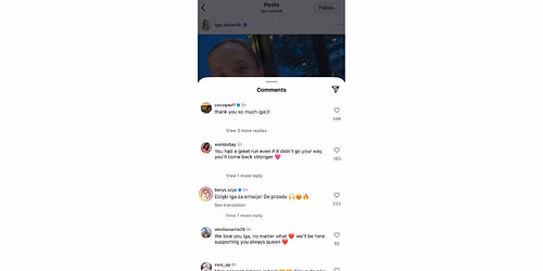Coco Gauff's comments on Iga Swiatek's Instagram post