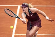 Andreeva plays a volley at the French Open Tennis Tournament. Roland-Garros 2025. - Source: Getty