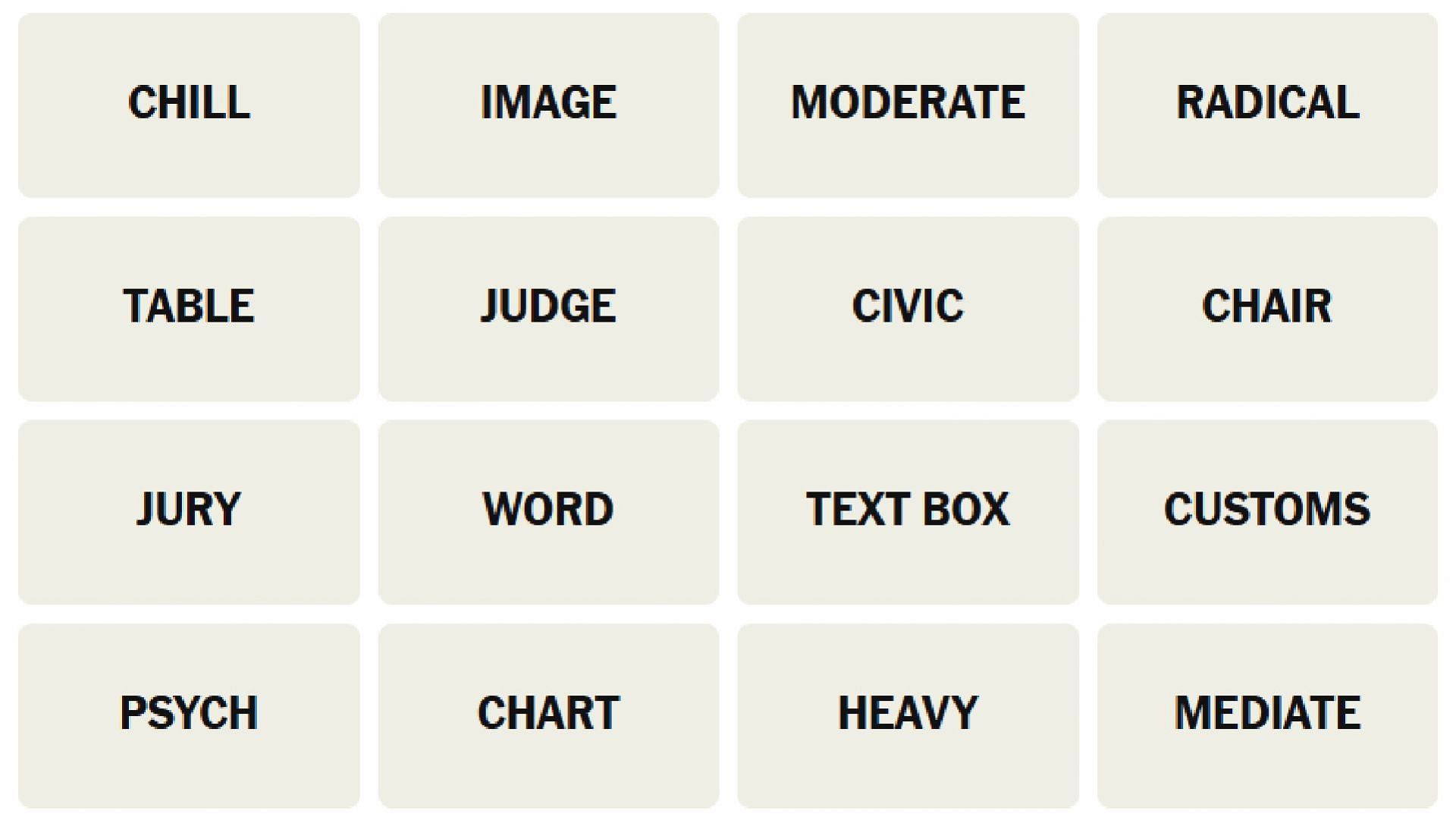 All the New York Times Connections words for today (Image via The New York Times)