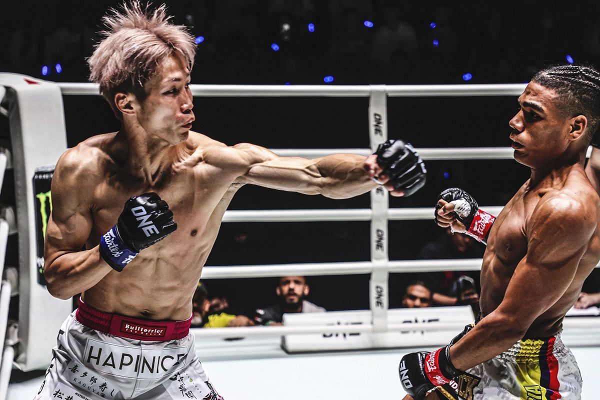 Taiki Naito throws a punch against Johan Estupinan. [Photo from ONE Championship]