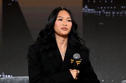 Suni Lee turns up the glamour in black blazer dress during her Fanatics Fest panel appearance