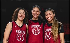 Photo: Oklahoma WBB showcases a first look at freshmen Aaliyah Chavez, Brooklyn Stewart & Keziah Lofton in Sooners threads