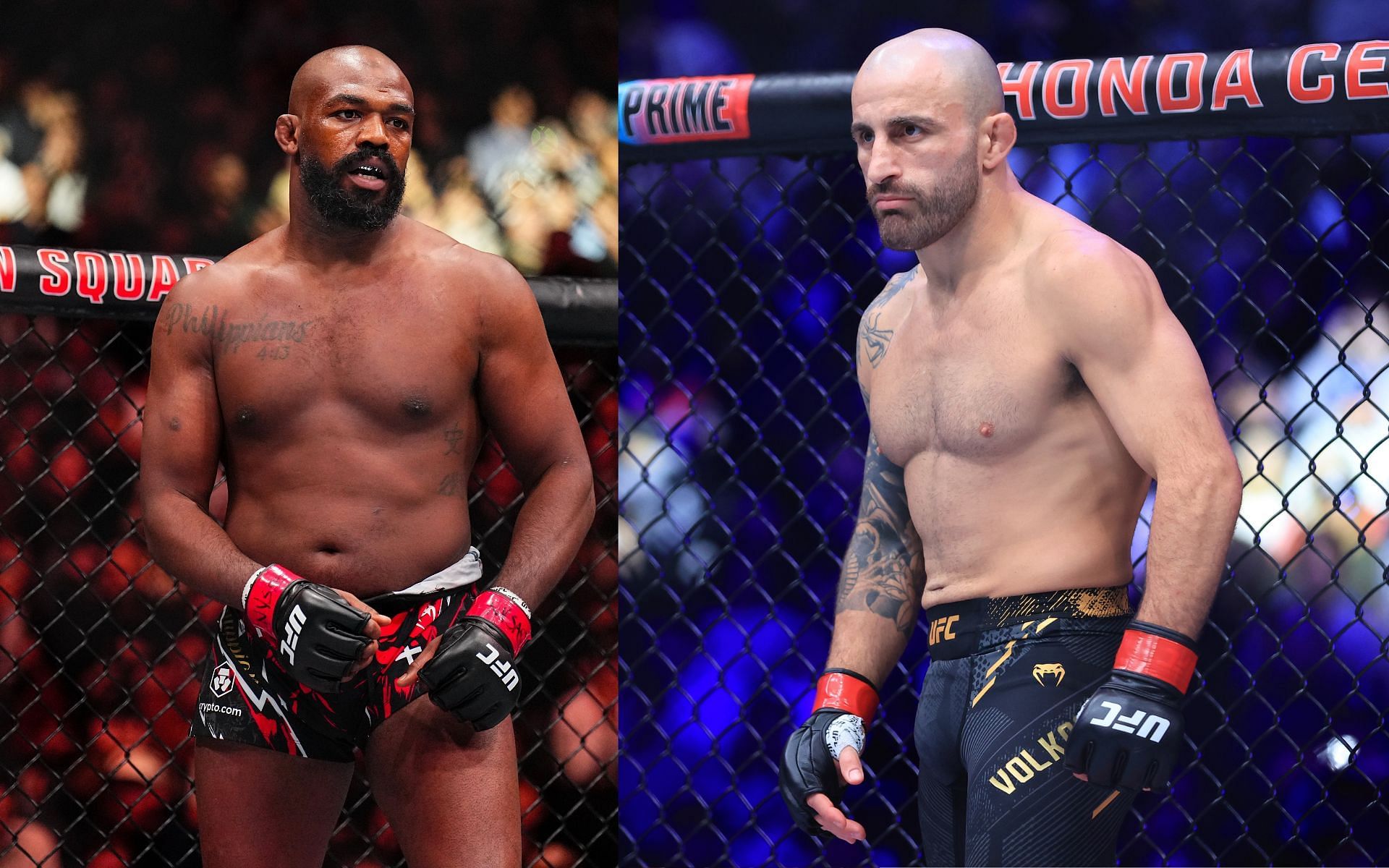 Jon Jones is urged to defend the heavyweight title by Alexander Volkanovski. [Images courtesy: Getty]