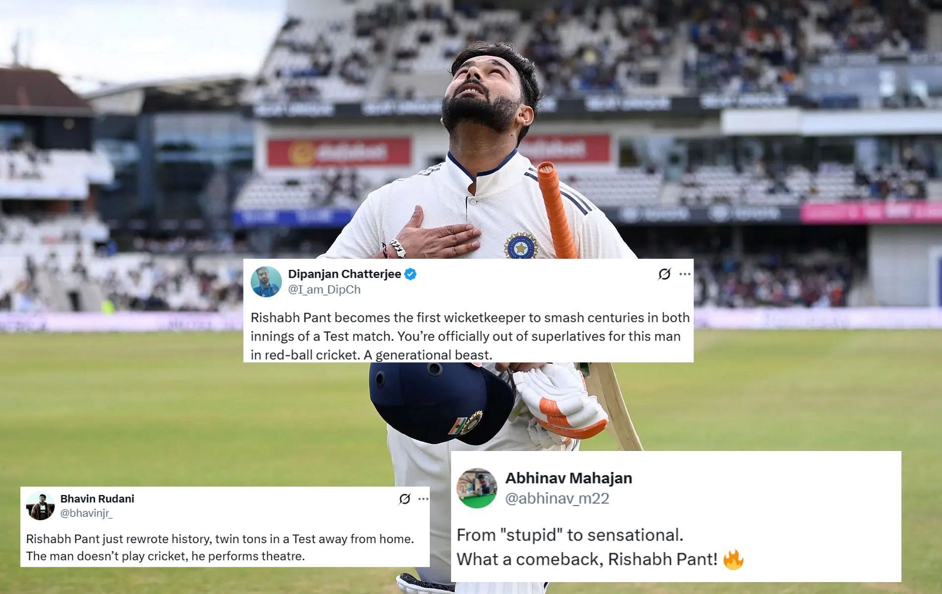 The man doesn’t play cricket, he performs theatre - Fans hail Rishabh Pant for historic twin centuries in 1st ENG vs IND 2025 Test