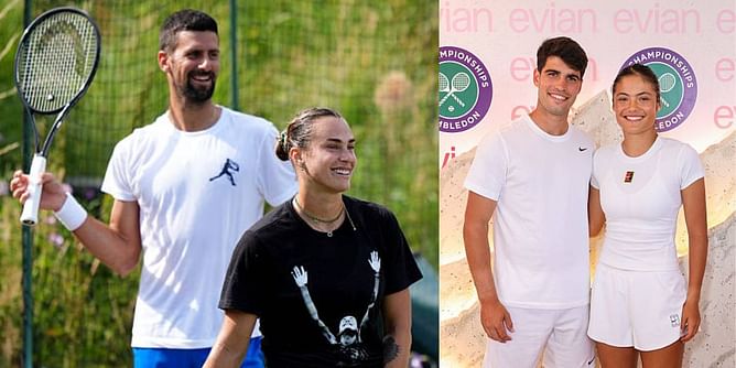 "As annoying as Carlos Alcaraz & Emma Raducanu" - Fans 'pressed' over Novak Djokovic & Aryna Sabalenka's back-to-back hilarious Wimbledon interactions
