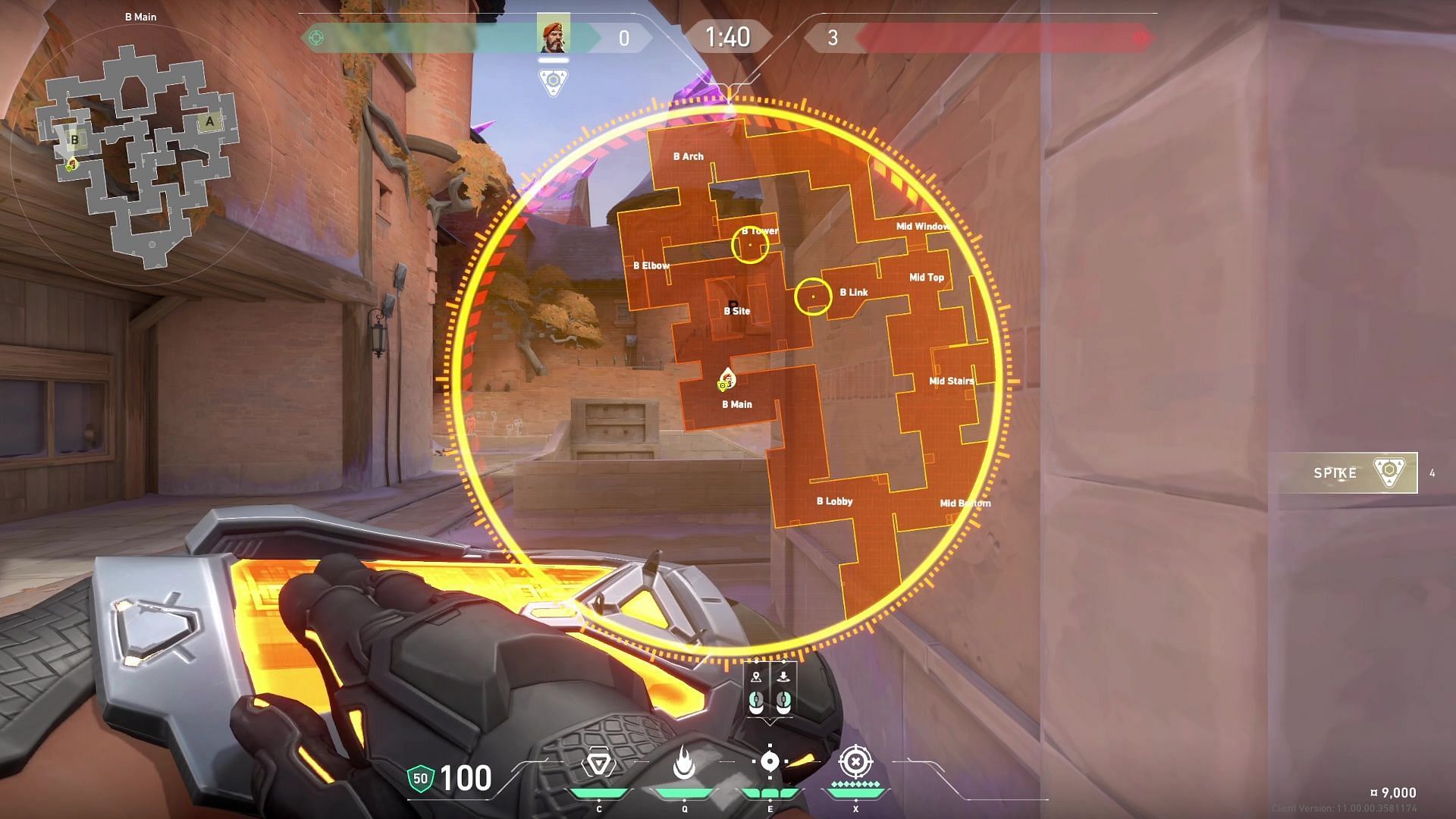 Corrode B site attacking smokes tactical map view (Image via Riot Games)
