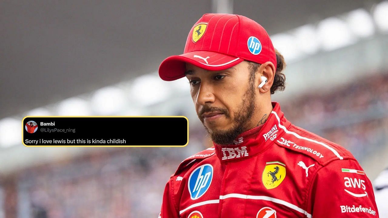 In Picture: Lewis Hamilton (foreground). Credit: Getty Images. Fan reaction by: x.com/LilysPace_ning