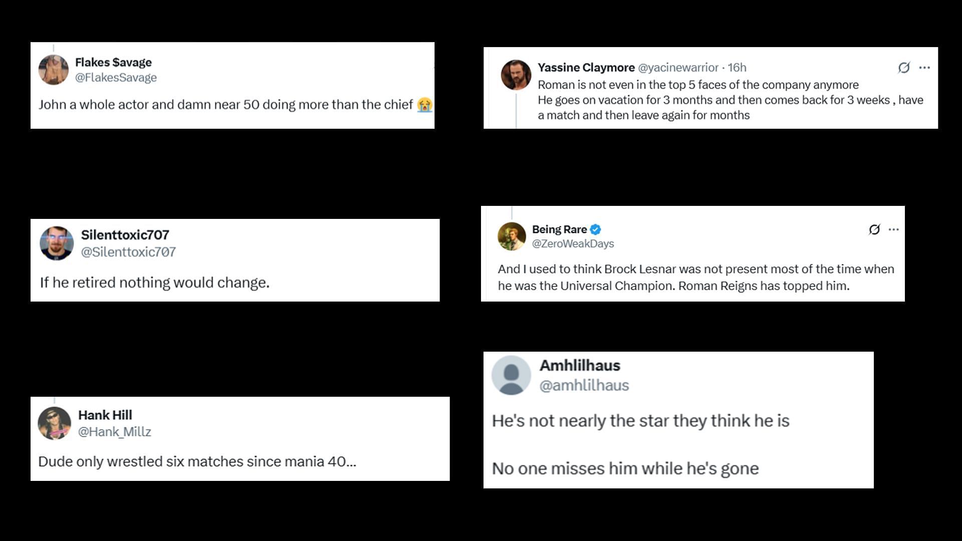 Fans are criticizing Roman Reigns for being inactive [Image source: Yassine Claymore on X]