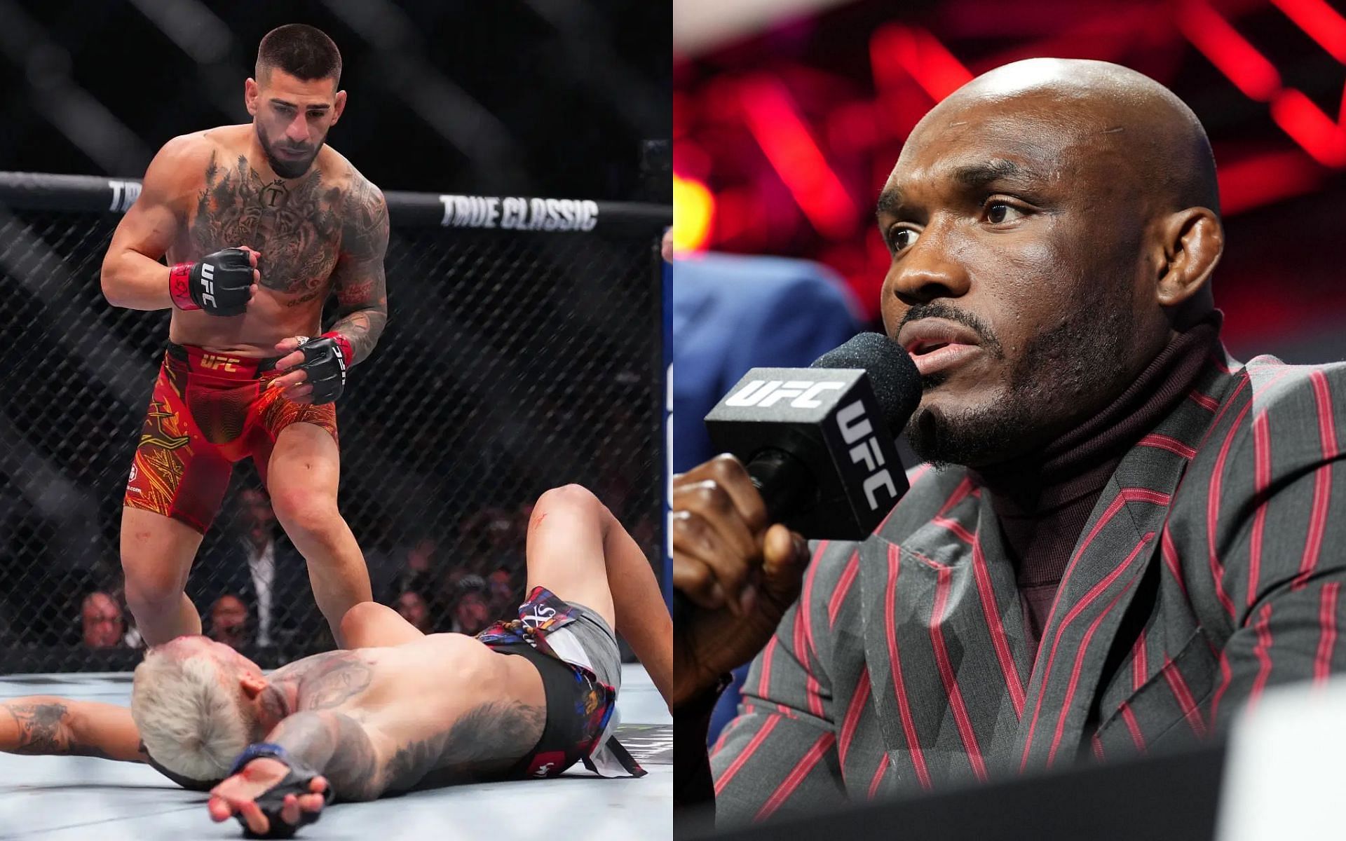 Kamaru Usman [Right] shares thoughts on Ilia Topuria