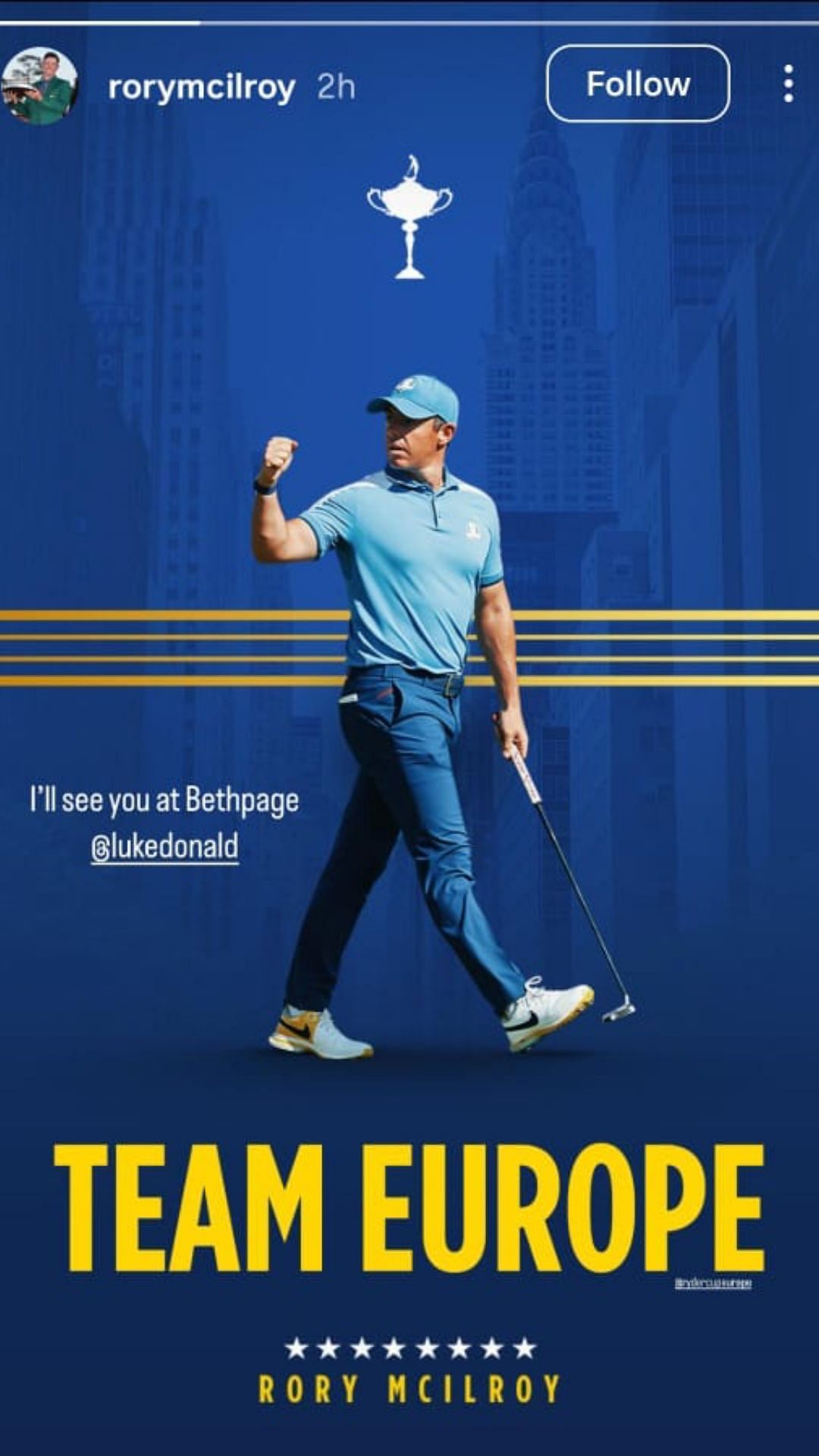 An Image from Rory McILroy's Story [Image via Instagram: @rorymcilroy]