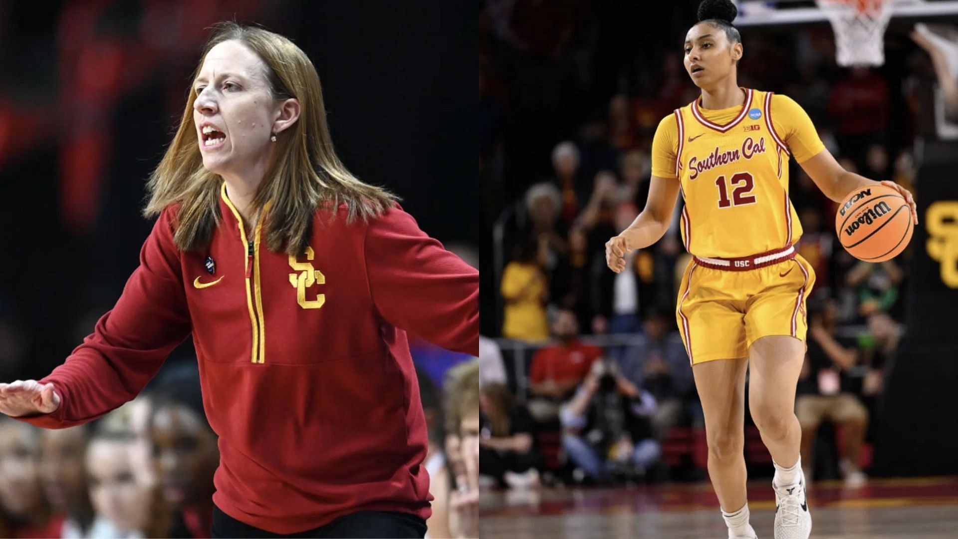 USC head coach Lindsay Gottlieb and Trojans star JuJu Watkins