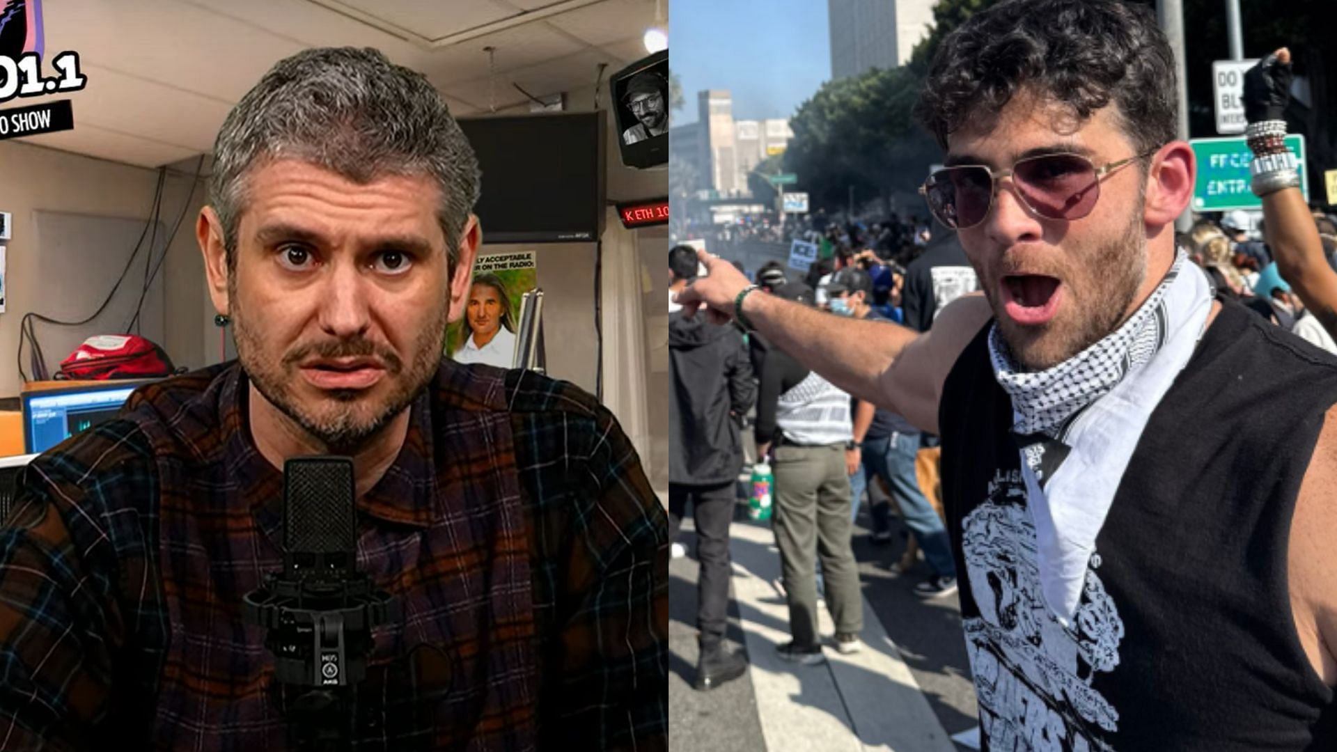 Ethan Klein speaks on HasanAbi and the LA riots (Images via H3 Podcast/YouTube, @hasanthehun/X)