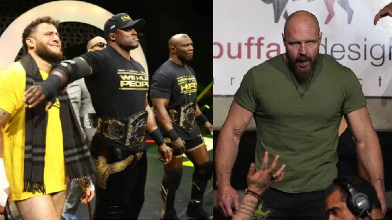 The Hurt Syndicate and Jon Moxley [ Images from allelitewrestling.com ] 