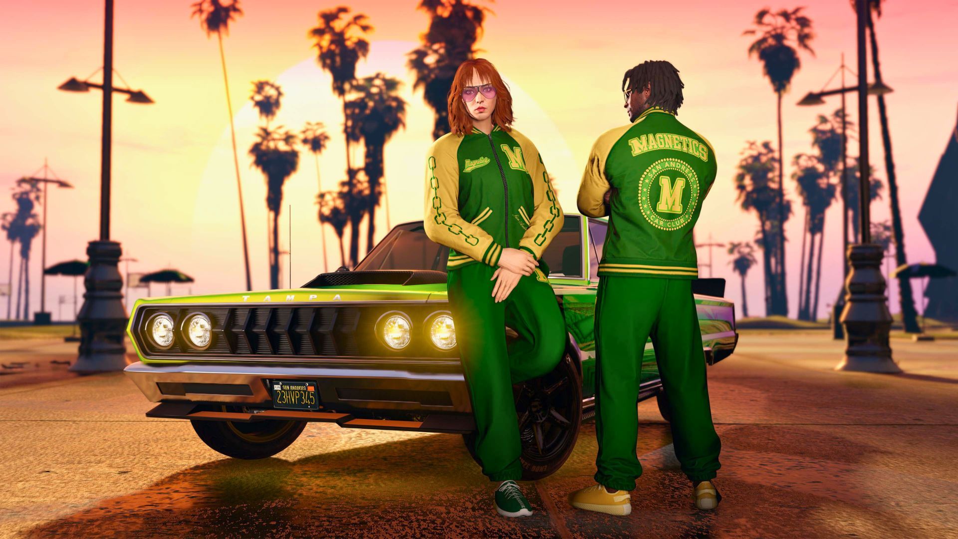A promotional picture of the free apparel included in the new GTA Plus benefits this month (Image via Rockstar Games)