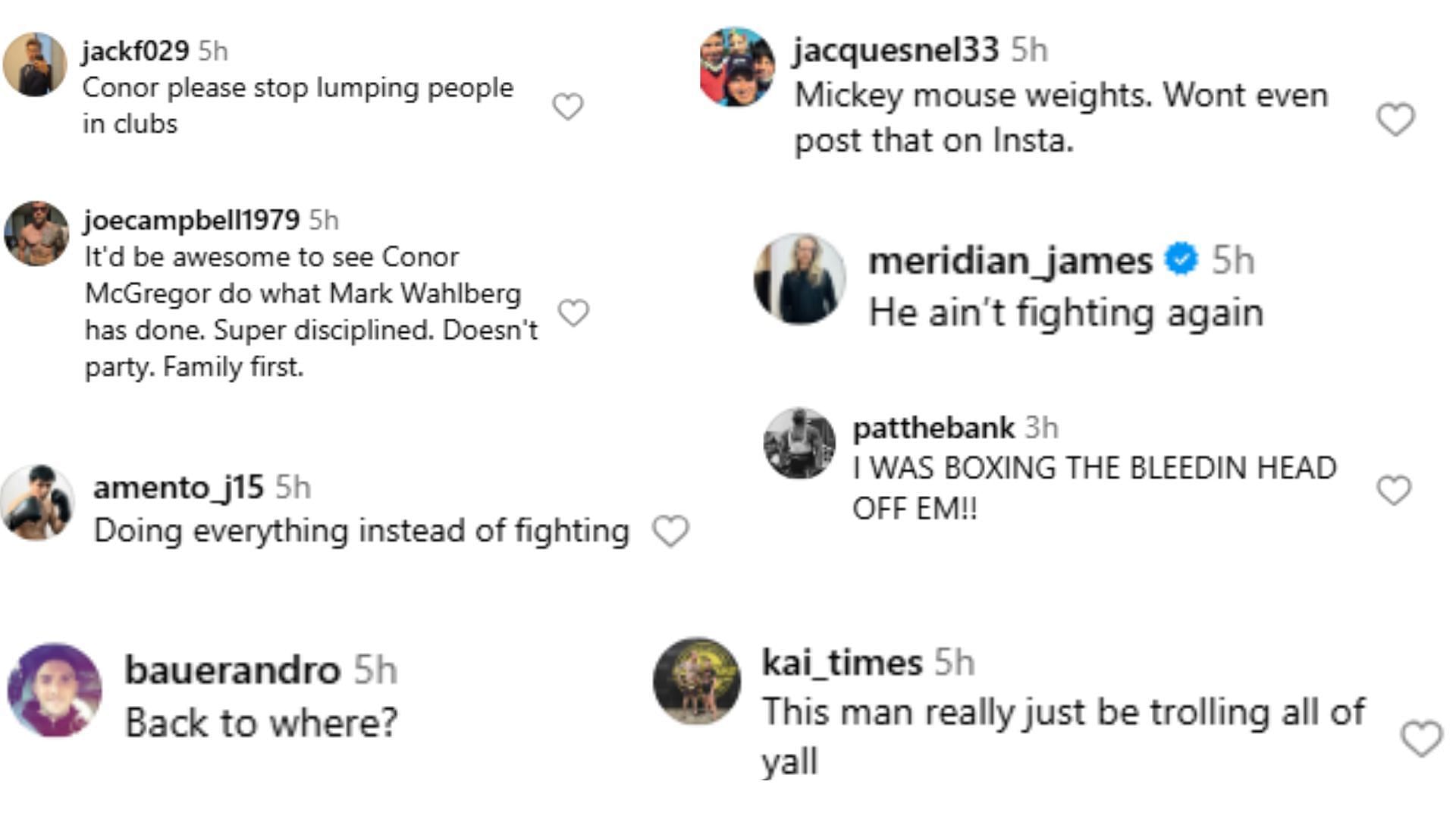Fan comments. [Screenshots courtesy: @thenotoriousmma on Instagram]