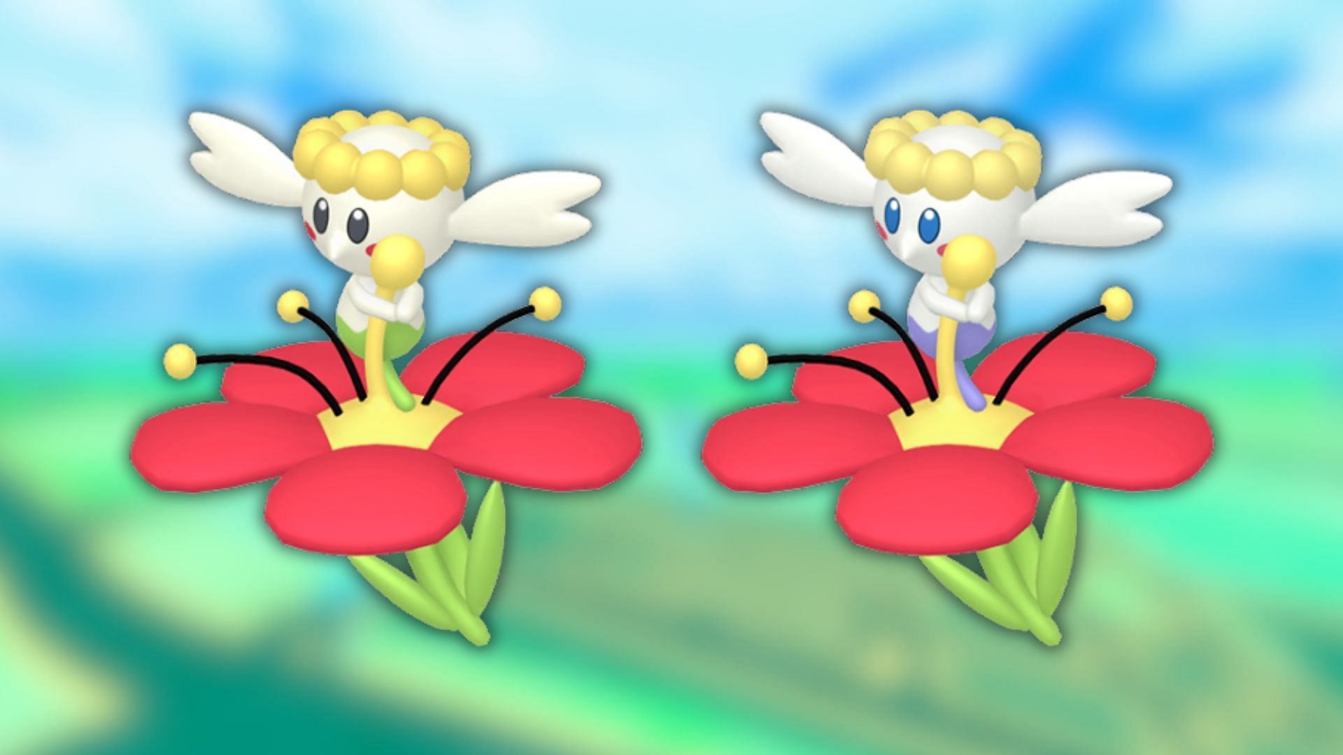 Flabebe (Red Flower) and its shiny variant (Image via The Pokemon Company)