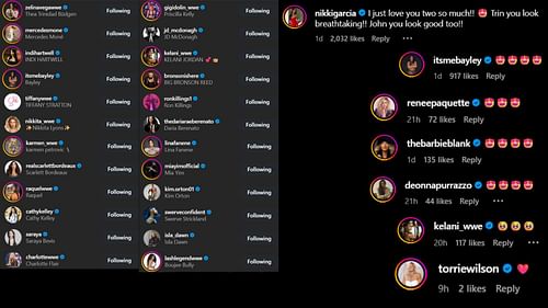 Screenshot of stars' likes and comments [Image credit: Naomi's Instagram]