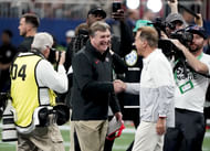 Georgia Bulldogs head coach Kirby Smart and former coach Nick Saban - Source: Imagn