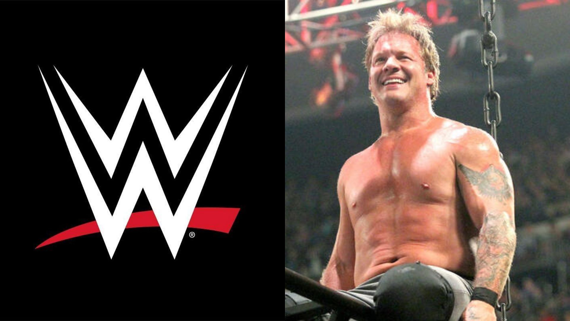 WWE logo (left) and Chris Jericho (right). (Image credits: wwe.com &amp; WWE Facebook page)