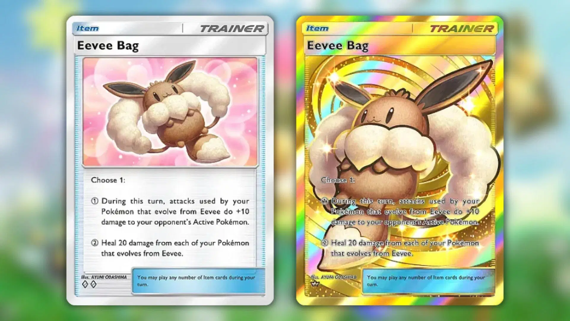 All Eevee Bag variants from Pokemon TCG Pocket Eevee Grove (Image via The Pokemon Company)