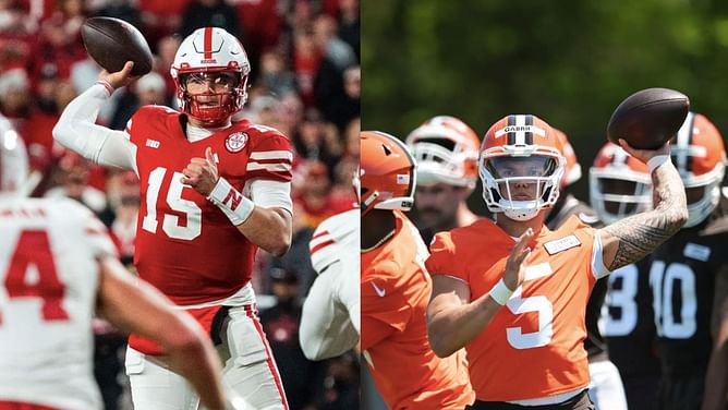 Ex-Oregon QB Dillion Gabriel has perfect reaction to Patrick Mahomes lookalike Dylan Raiola's insane arm swing in latest clip