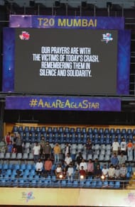 Message on big screen ahead of the final - Source: T20 Mumbai League