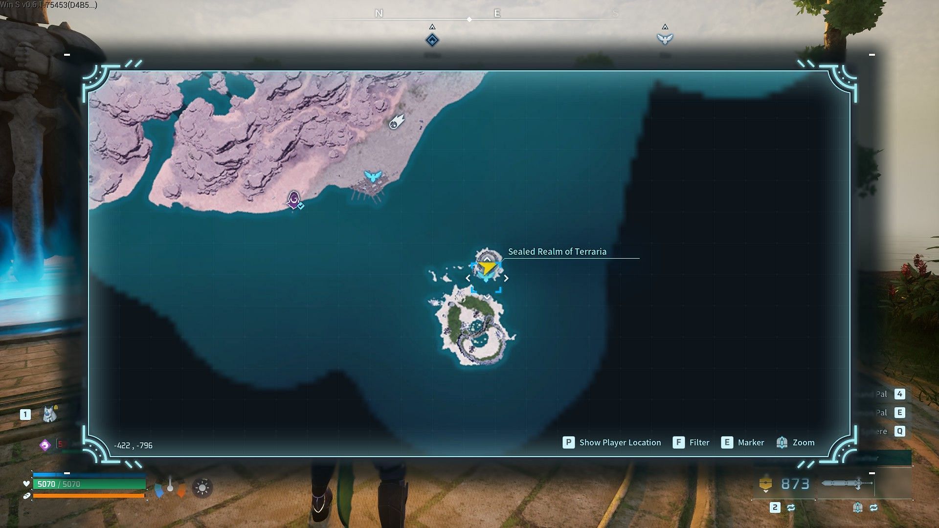 Sealed Realm of Terraria dungeon location (Image via Pocketpair)