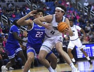 Nevada’s Nick Davidson looks to shoot while taking on Boise State at Lawlor Events Center in Reno on Feb. 22, 2025. Photo: Imagn
