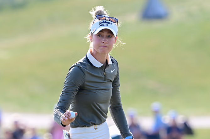 How did Nelly Korda perform in Round 2 of the 2025 ShopRite LPGA Classic?