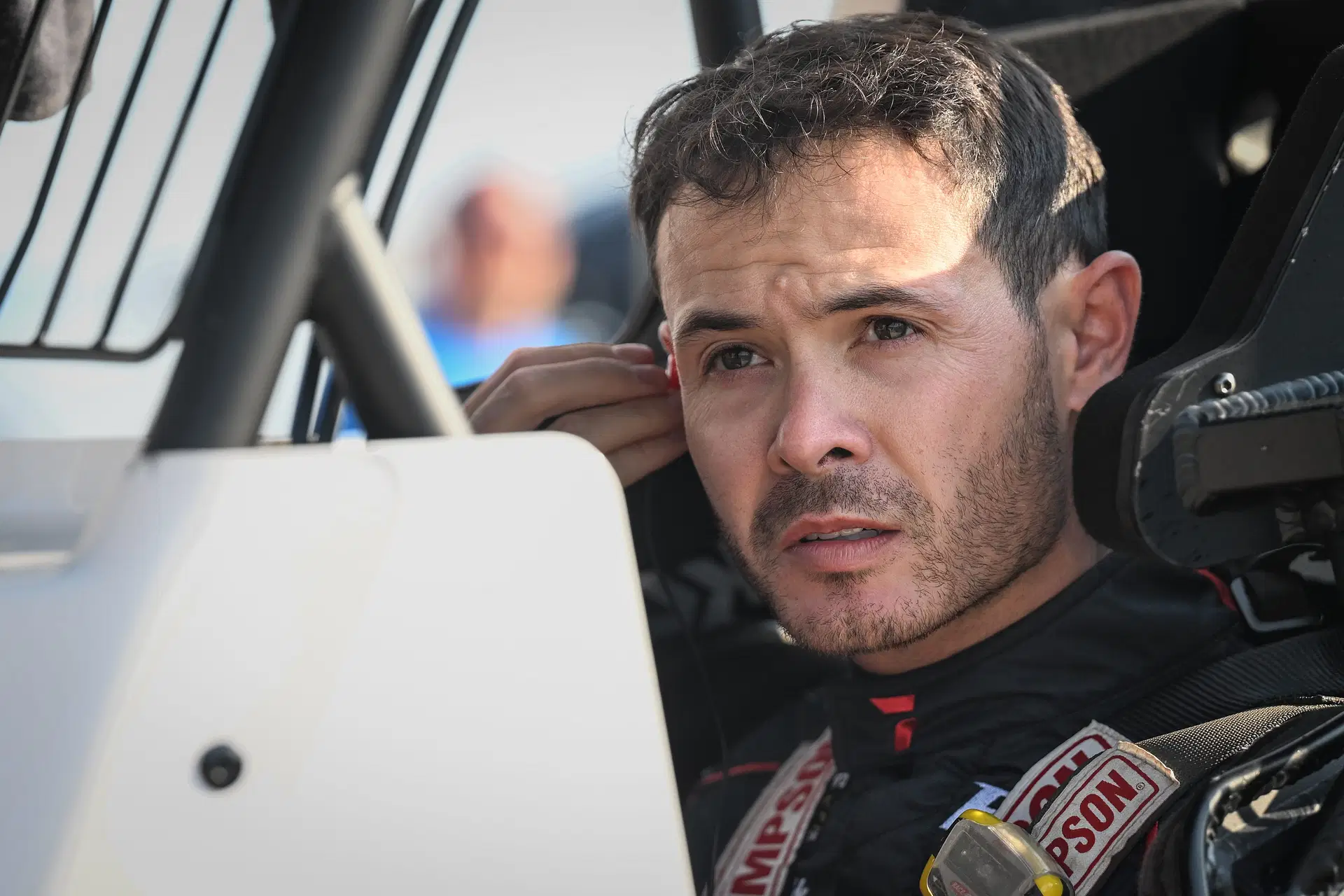 Kyle Larson before the World of Outlaws sprint car event on June 6, 2025, at the Plymouth Dirt Track. Source: Imagn