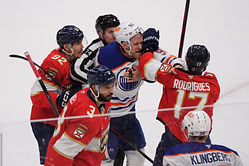Oilers-Panthers line brawl brings mayhem as Sam Bennett unleashes rage on Trent Frederic [WATCH]